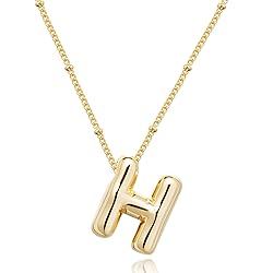 SELFROSE Gold Bubble Letter Necklace for
