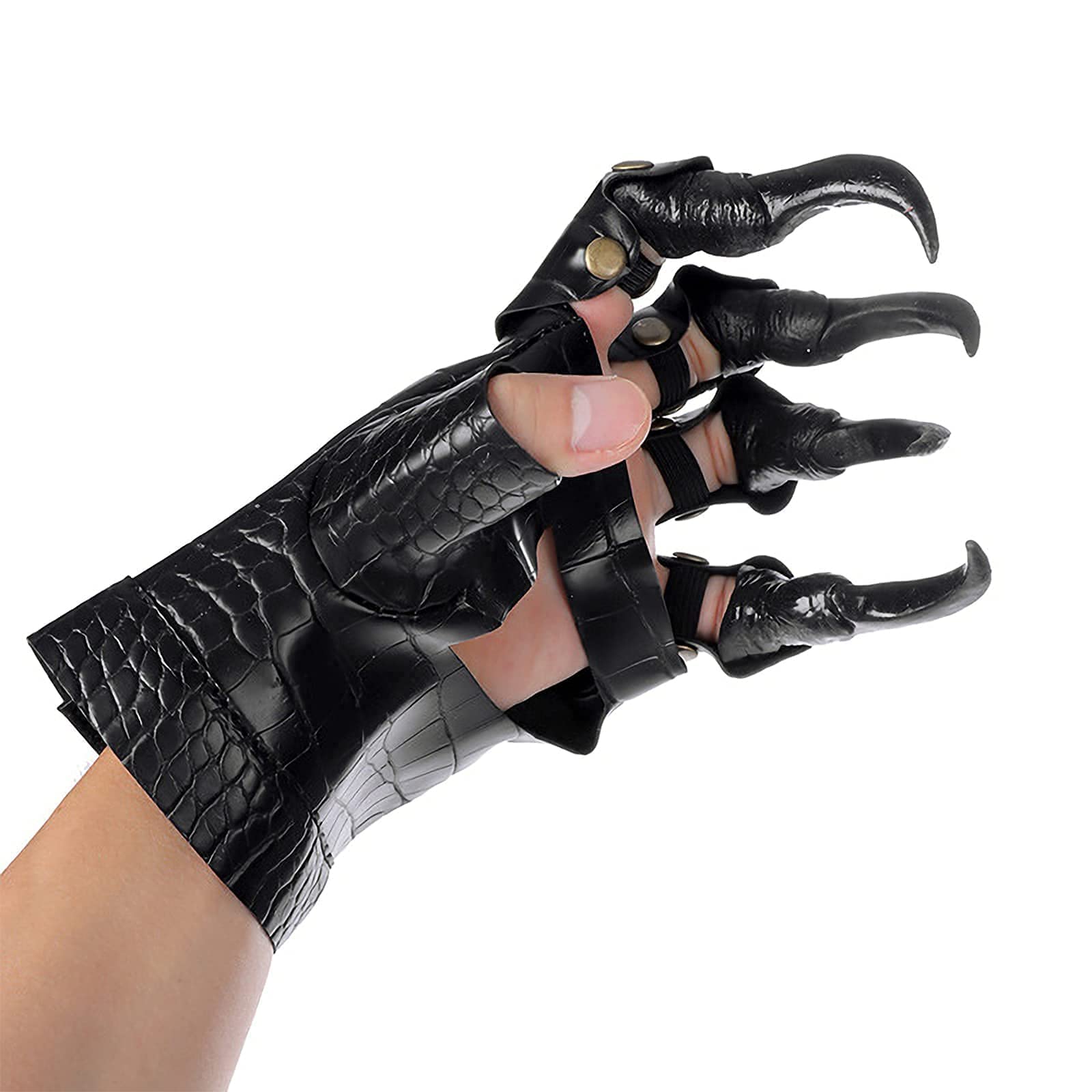 SIQITECHUK Animal Paws Black Werewolf Gloves, Adults' Unisex Leather Gloves, Size One, Color Black, Costume Accessory