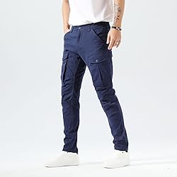 Plaid&Plain Men's and Women's Navy Blue Cargo Pants