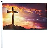 He is Risen Flag 3x5 Ft Religious Easter Cross Jesus Flag Double Sided Banner,Suitable for party decorations indoor outdoor garden decorations