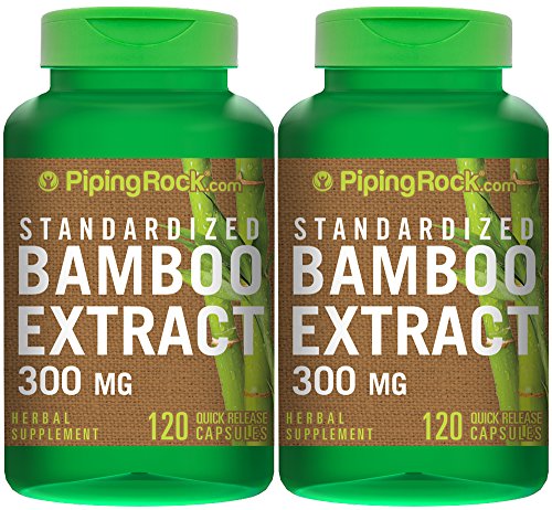 Piping Rock Standardized Bamboo Extract 300 mg 2 Bottles x 120 Quick Release Capsules Herbal Supplement
