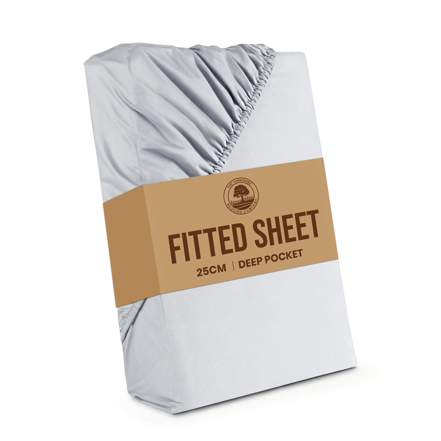 Yorkshire Bedding King Size Fitted Sheets 25 Cm Deep Silver Bed Sheet with Elastic Corners Soft Brushed Microfiber Fabric Breathable Shrinkage & Fade-Resistant Bedsheets — image 1