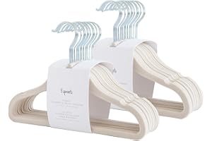 3 Sprouts Velvet Baby Hangers - Non-Slip Hanger for Infant, Toddler, Baby Clothes - Closet Kids Hangers with Slim Design, Nordic Colors, Pack of 30 - Beige