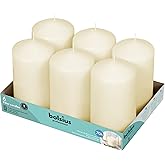 BOLSIUS 6 Ivory Pillar Candles Bulk - 3x6 Inches Candle Set - 70+ Hours Clean Burning - No Palm Oil - 0% Animal Fat - Premium European Quality - Unscented Dripless Wedding Pillars