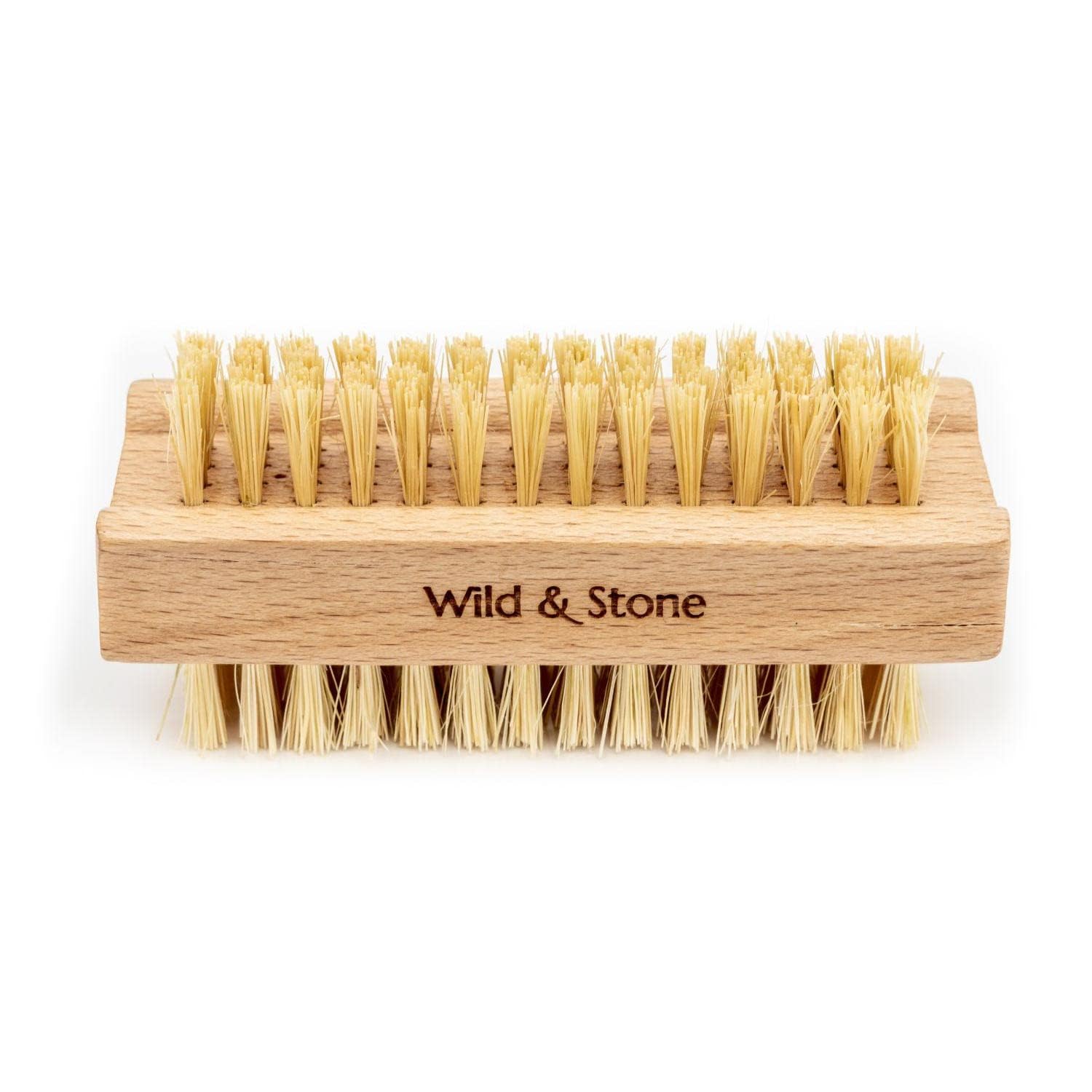 Wild & Stone | Wooden Nail Brush | Double-Sided Natural Sisal Fingernail and Toenail Brush | FSC Certified Beechwood & Sisal Fibres | Vegan & Plastic Free