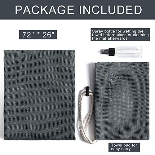 DMASUN Yoga Silicone Non-Slip Yoga Towel, Sports Yoga, Traditional Yoga, hot Yoga, Pilates Perfect Choice, Unique Corner Bag Design (72"x26" Dark Grey)