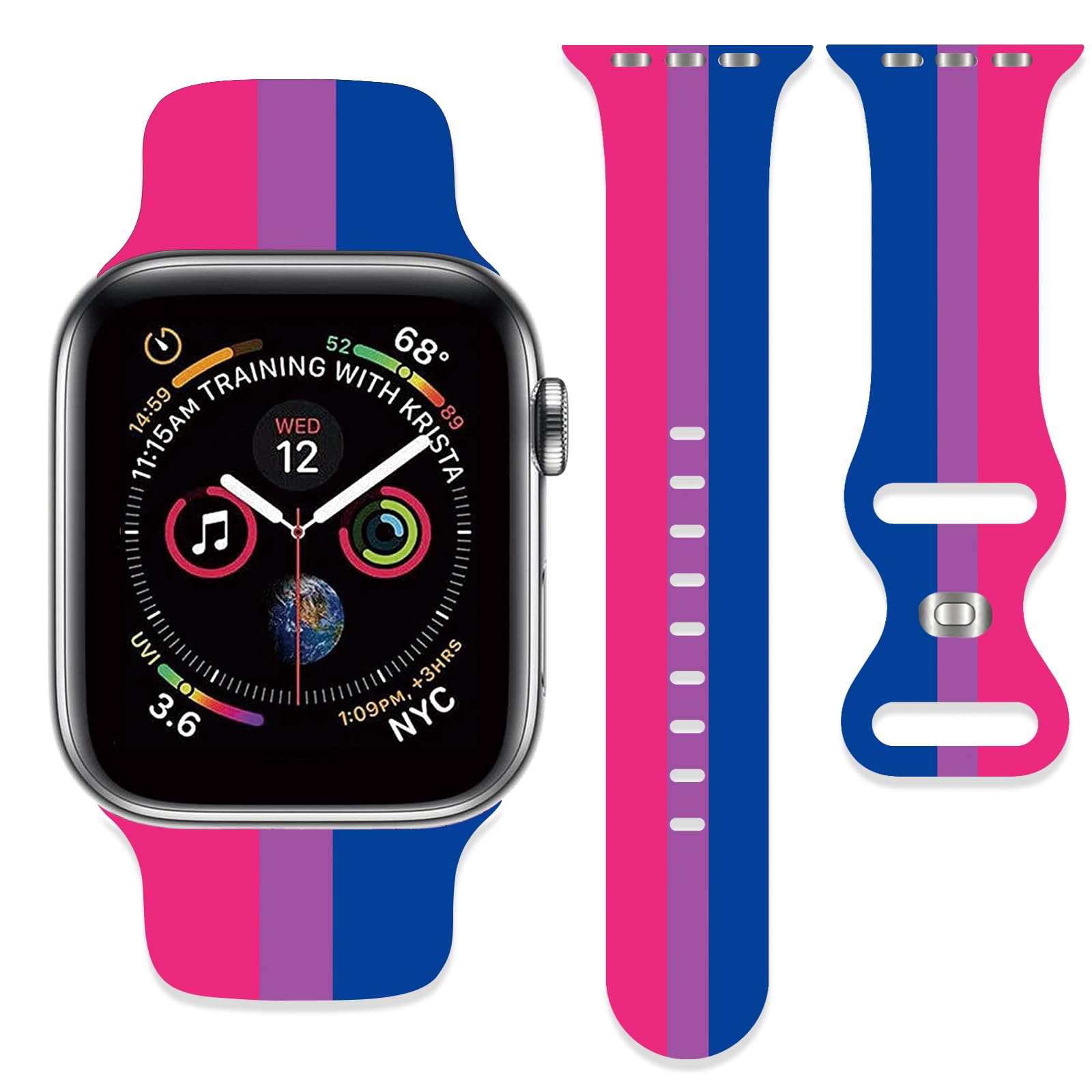 Bisexual Rainbow Strap Compatible with Apple Watch Band 38mm 40mm 41mm 42mm 44mm 45mm 46mm 49mm Men Women,Adjustable Soft Silicone Sport Wristbands for iWatch Ultra Series 11 10 9 8 7 6 5 4 3 2 1 SE