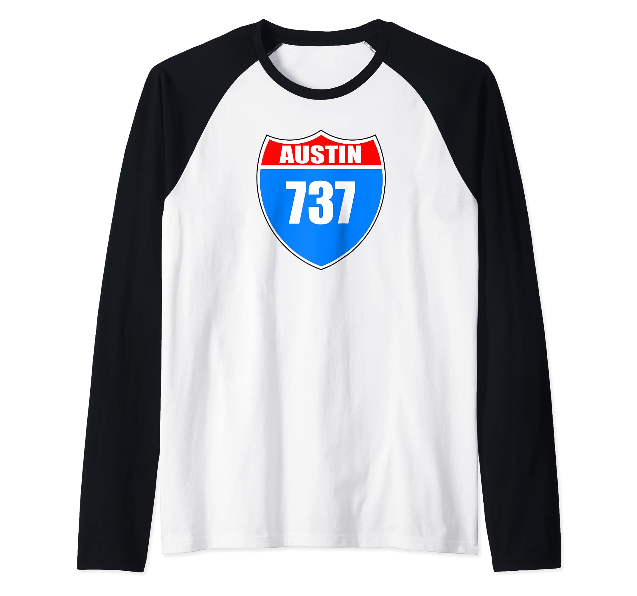 Austin Texas Interstate 35 Pride Represent 737 Area Code Raglan Baseball Tee