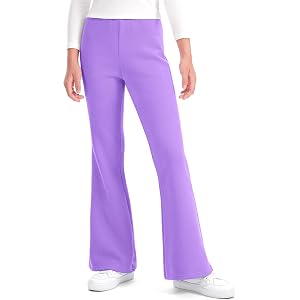 Auranso Girls Fleece Lined Flare Leggings Kids Winter Bell Bottom Pants