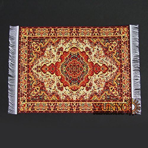 Miniature Rug Oriental Red Gold Pattern Woven Mouse Pad Persian Style Carpet Mat for PC, Windows, MAC, or Apple
