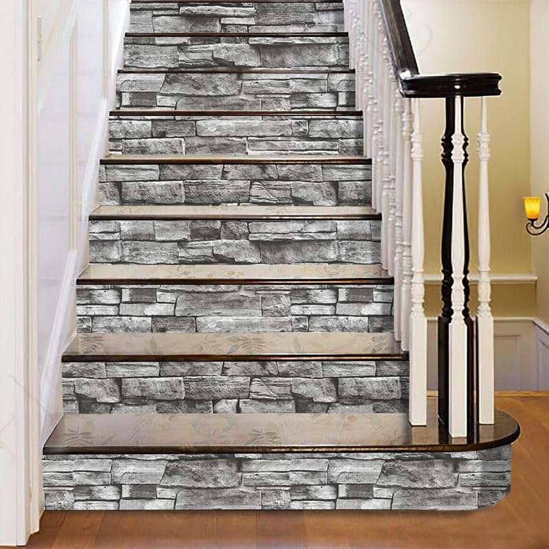 Yancorp 10ft Peel and Stick Wallpaper Light Grey Stone Brick Wallpaper