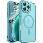 CANSHN Magnetic Compatible with iPhone 16 Pro Case, Upgraded [Full Camera Protection] [Compatible with Magsafe] [Translucent Matte] Shockproof Protective Phone Cover 6.3 Inch - Teal
