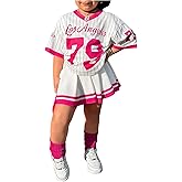 SOLY HUX Toddler Girl's Summer Clothes Jersey T Shirt with Skirts Sporty Cute 2 Piece Outfits