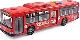 Cemirk Red Bus Toy with Lights Sounds Friction Powered Realistic Doors