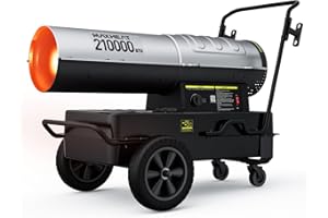InoKraft 210,000 BTU Kerosene Forced Air Heater, Swivel Wheels for Easy Transport, Thermostat & LED Display, CSA Certified, for Construction Sites & Outdoor Heating