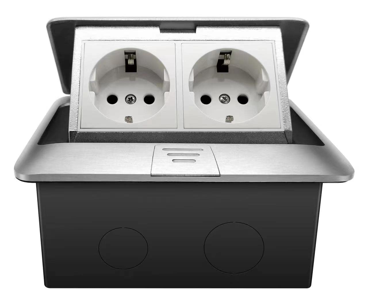 Funey 2-way recessed socket floor socket, 2 sockets, retractable socket floor socket, for floor, table, office, worktop, restaurant