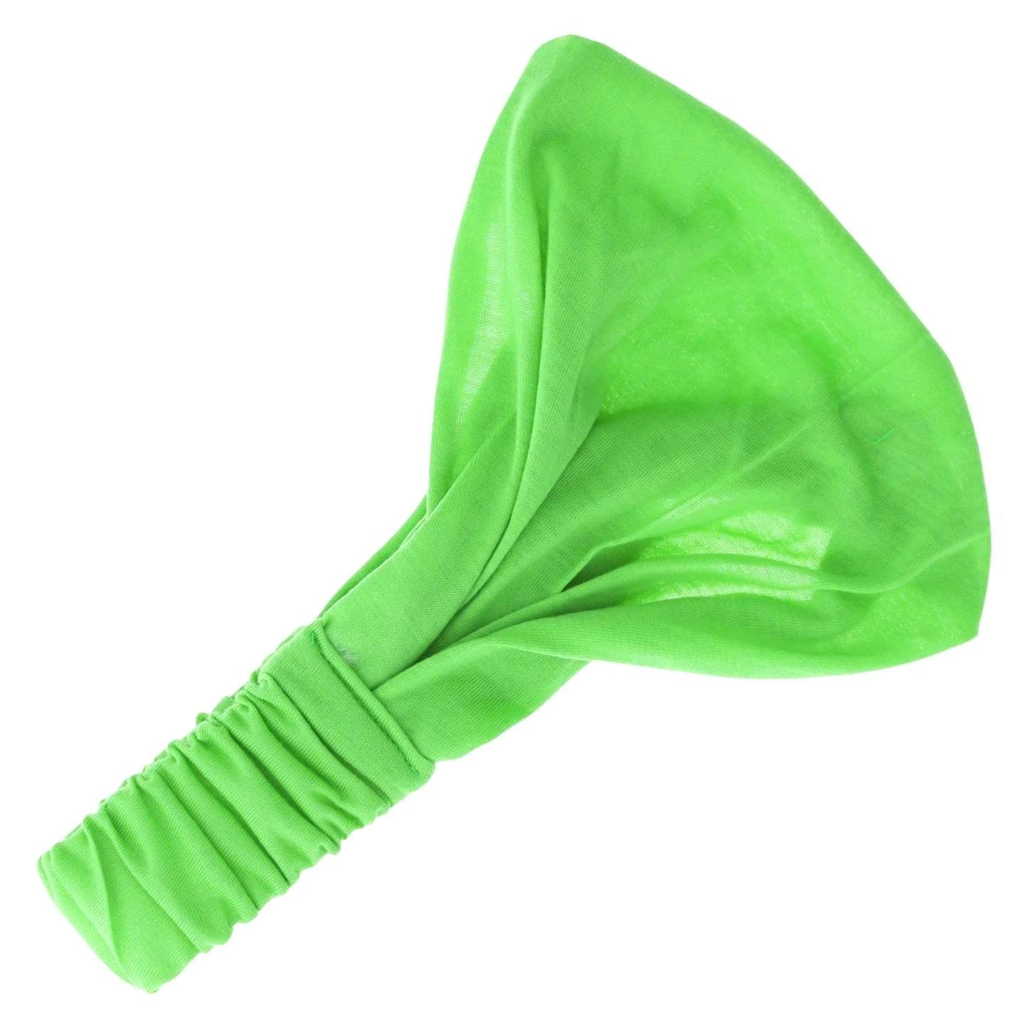 Topkids Accessories Adjustable Headbands for Women's Hair and Girls, Women's Fashion Headbands, Stretchy Headbands for Women, Wide Headband, Cotton Headbands for Women, Fabric Headband (Neon Green)