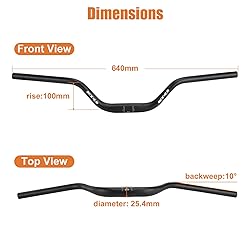BICYCGEAR 25.4 Mountain Bike Handlebar 640mm, 100mm
