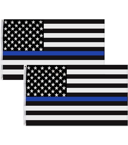 thumbnail image 2 of Thin Blue Line American Flag 3x5 FT – Black & White US Police Support Flag – 150D Polyester 2 of 5