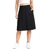 Viodia 25" Knee Length Long Skorts for Women with Pockets Dressy Casual Midi Skort Summer Travel Modest Skirts