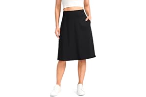Viodia 25" Knee Length Long Skorts for Women with Pockets Dressy Casual Midi Skort Summer Travel Modest Skirts