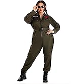 Plus Size Women's Top Gun Flight Suit Costume | Ideal for Halloween Parties & Themed Parties