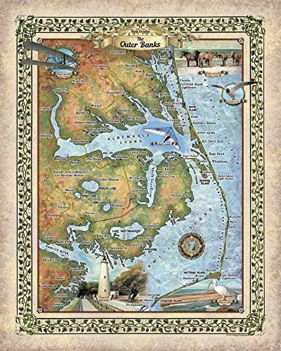 Amazon Com Great River Arts Outer Banks New Historic Map