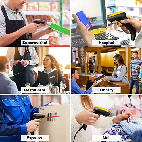 URCERI Barcode Scanner,Wireless Versatile 2-in-1 Barcode Reader 328 Feet Transmission Distance with USB Cordles Rechargeable Automatic 1D Handheld Bar Code Scanner for Retail Store, Supermarket etc. - Thumbnail 6