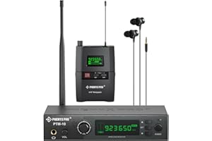 Phenyx Pro UHF Stereo Wireless in Ear Monitor System, Wireless IEM, 900MHz Band Selectable Frequency, Rack Mountable, 160 ft. Operation, Suitable for Stage, Studio, Exhibit, Lecture, Speech (PTM-10)
