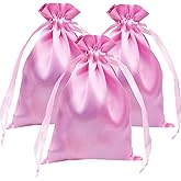 Gbateri 50 PCS 4 x 6 Inches Pink Satin Gift Bags with Drawstring Wedding Favour Bags, Party Favor Bags Silk Jewelry Pouches,Fabric Drawstring Pouch for Baby Shower Bridal Shower Birthday Christmas