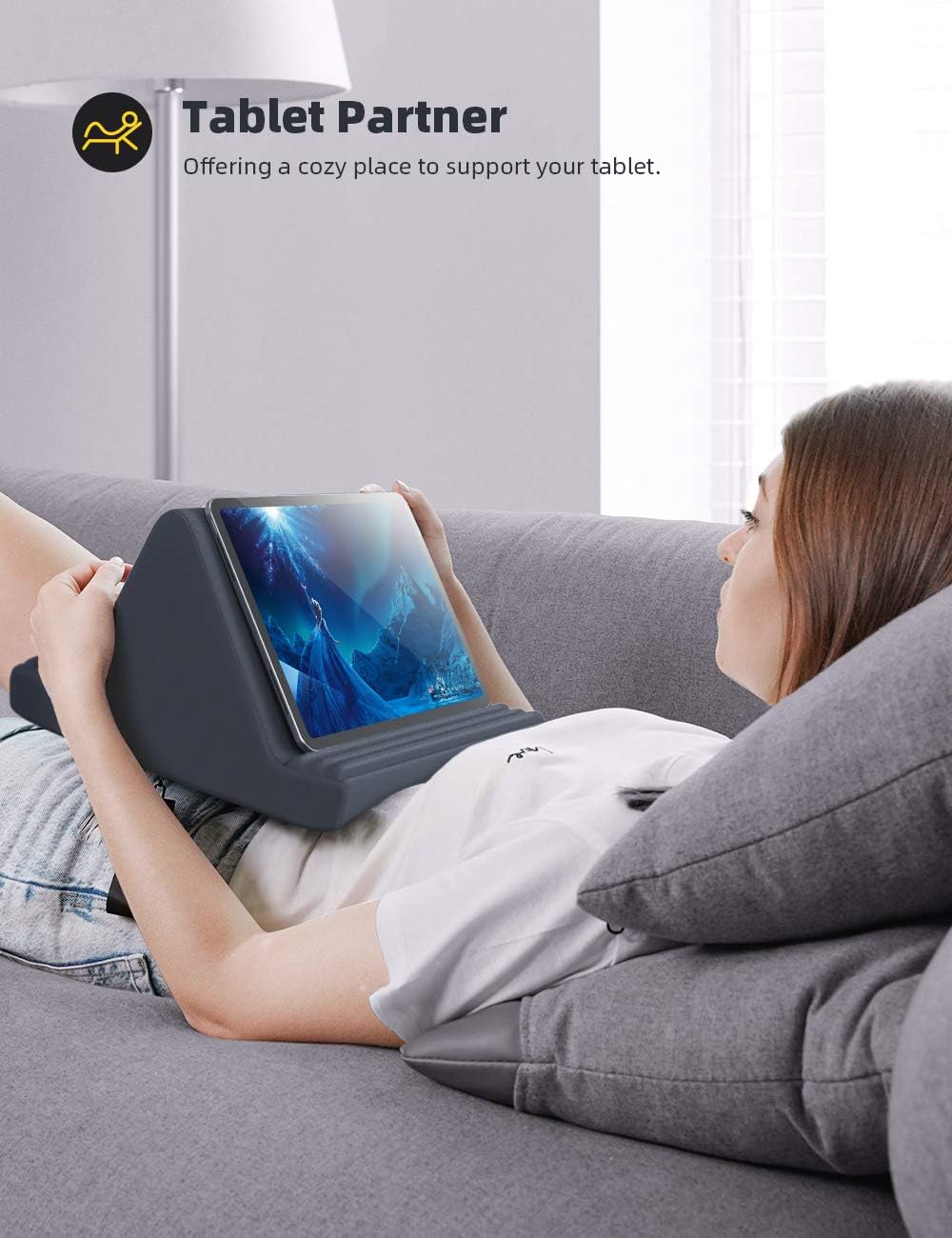 Lamicall Pillow Tablet Holder, Tablet Cushion Stand, Lazy Holder Stand Bed Sofa, Compatible with New 2022 iPad Pro 9.7, 10.5 - Image 3