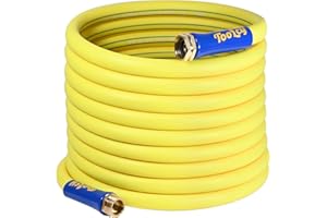 TOOLCY Hybrid Flexible Garden Hose 50 ft, Lightweight 5/8 inch Heavy Duty Water Hose with Brass Male to Female Fittings, All-Weather, Outdoor, 250 PSI