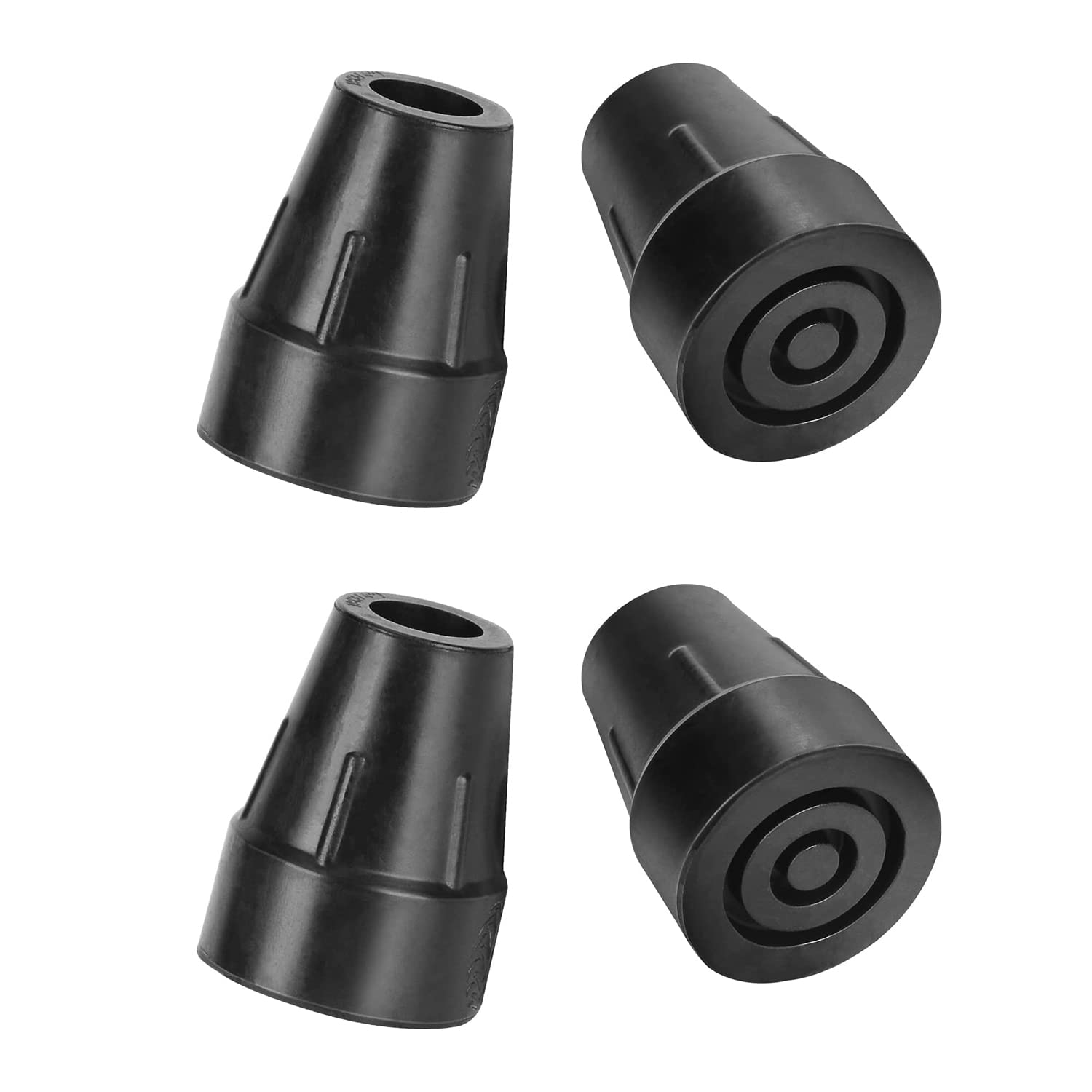 supregear 19mm Heavy Duty Rubber Ferrules, 4-Pack End Caps Stoppers Tips for Walking Sticks, Canes or Crutches, Durable Extra Widen Cane Tips for Walking Cane, Black