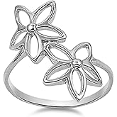 Hawaiian Plumeria Flower Filigree Ring Sterling Silver Band Sizes 4-12