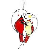 Cardinal Suncatcher Stained Glass for Window Hanging,Cardinal Gifts for Women,Red Birds Sun Catchers Christmas Decoration for Windows,Best Gift for Mom,Memorial Gifts for Birds Lover