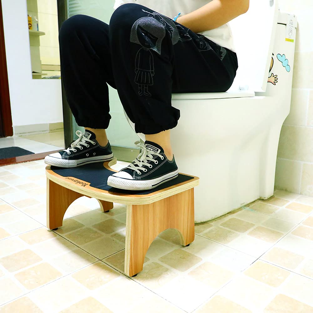 Yeekaywood Wooden Squatting Toilet Stool, Bathroom Step Stool Squat with Anti Slip Layer, Healthy for Adults and Elders, Potty Training for Kids, 380 lbs Capability,Portable Fully Assembled,Sturdy: Baby