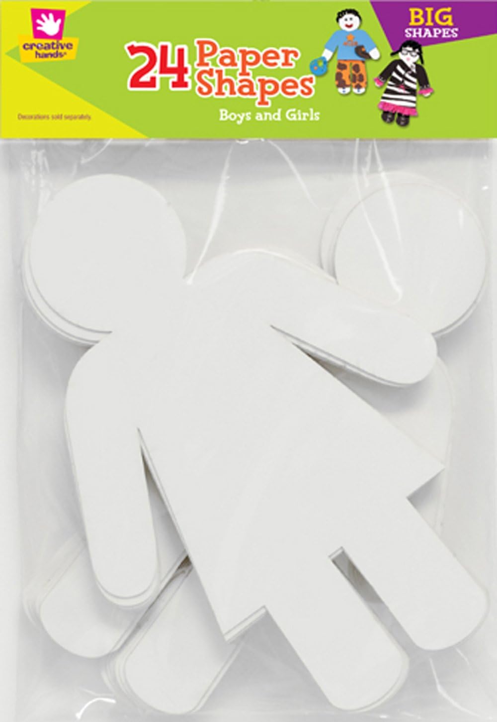Creative Hands Paper Shapes Boy & Girl Craft Supply (24 Pack)