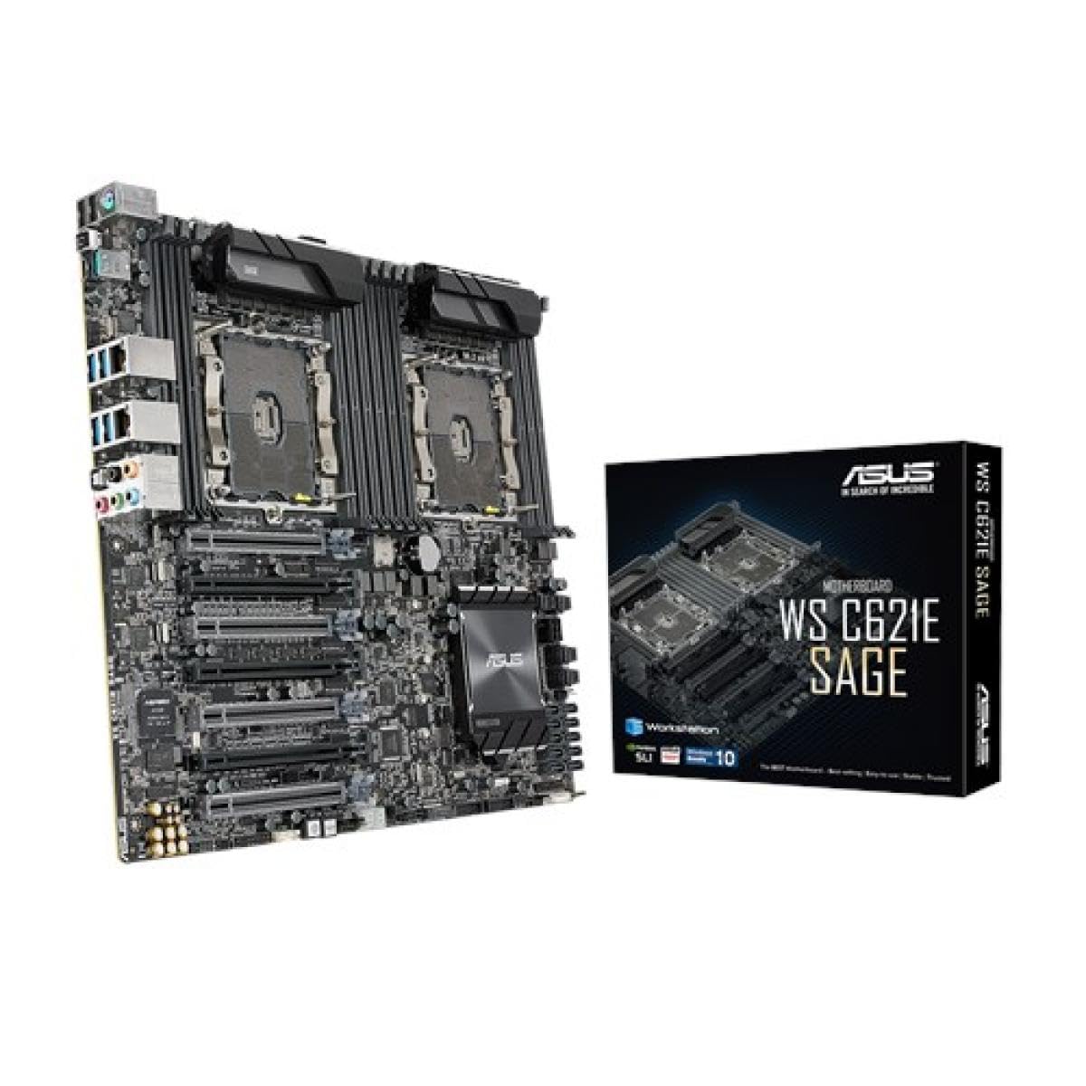 Asus WS C621E SAGE, Workstation, Intel C621, S 3647, EEB, Dual Scalable Xeon, 12 DDR4, Quad XFire/SLI, Dual LAN, M.2
