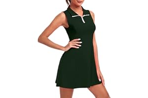 FKEEP Women's Golf Tennis Dress Athletic Workout Dress with Shorts and Pockets
