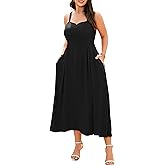RWJ Women's Plus Size Dresses with Pockets V-Neck Sleeveless Maxi Dress for Wedding Guest Dress Formal Cocktail