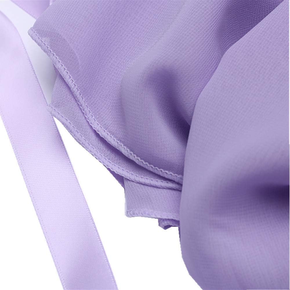 Girls Ballerina Sheer Wrap Ballet Tutu Dress Child Dance Skate Over Scarf Dancewear with Tie Waist Chiffon Dance Skirts, Lavender, Free Child: Clothing