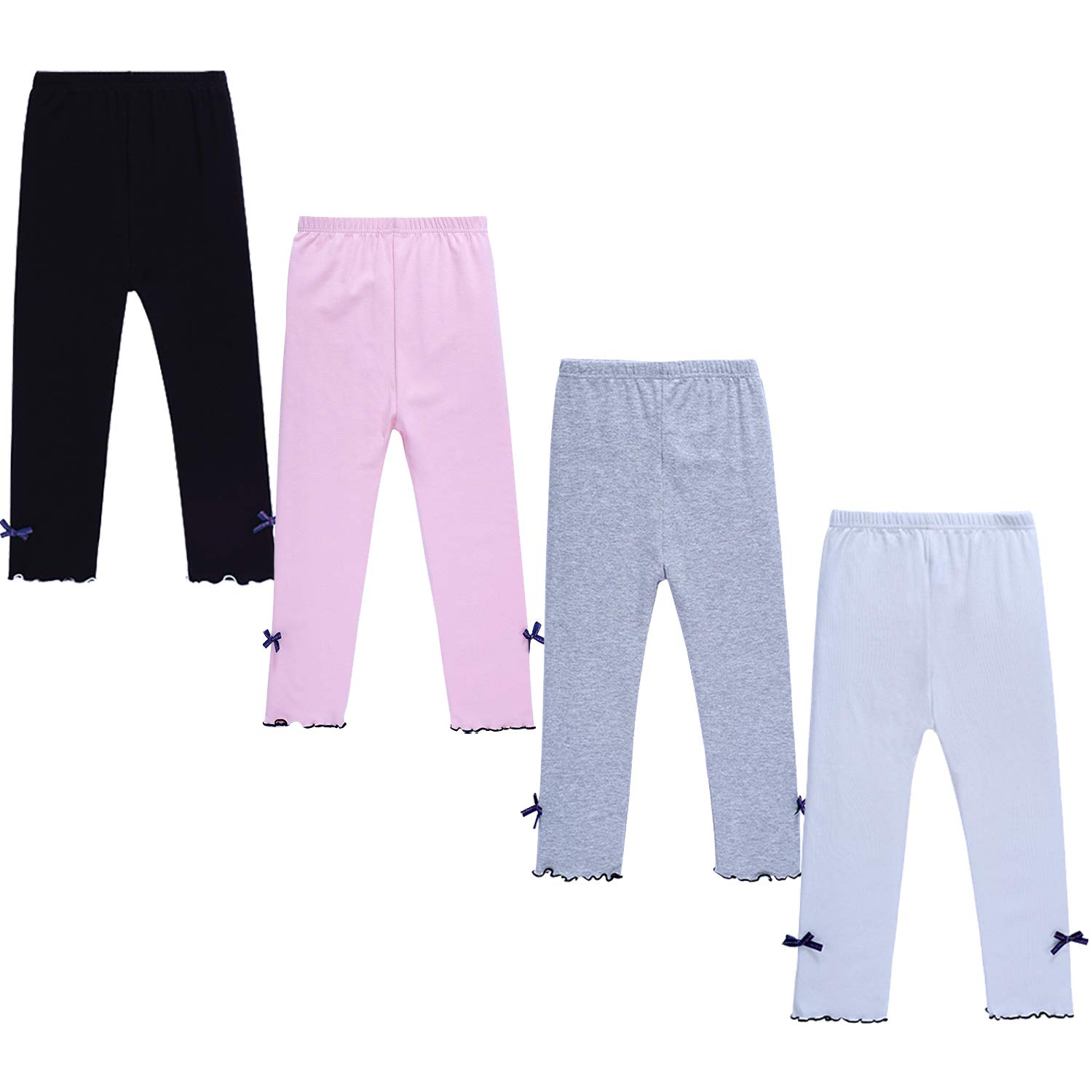 DOCHY Little Girls Leggings 4 Pack Baby Cotton Leggings Toddler Pants