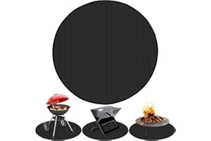 Dicunoy Round Fire Pit Mat, 36" Under Grill Mat for Deck, Fireproof Rug Pad for Outdoor Grill, Fireplace Mat BBQ Floor Mat for Patio, Grass, Smokers, Charcoal Grills, Oil-Proof, Waterproof