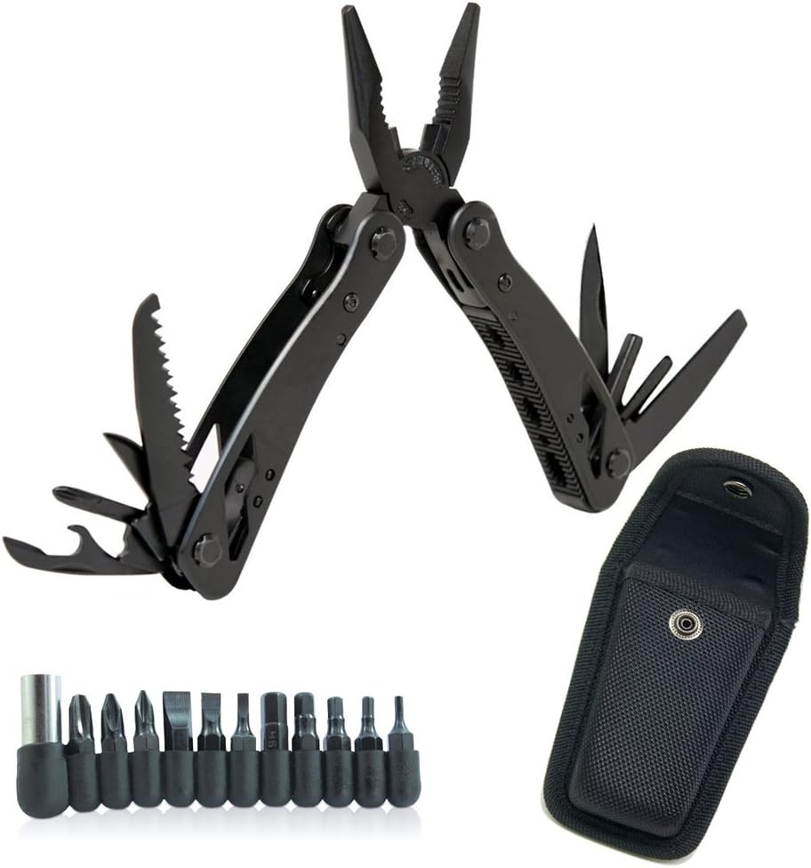 Multitool 21 in 1 Pliers Knife---Compact Durable Pocket Knife, Plier,blades,Screwdriver Tool Set with Screwdriver bits,Perfect Kit for Survival, Emergency, Camping, Outdoor/Indoor with Nylon Pouch