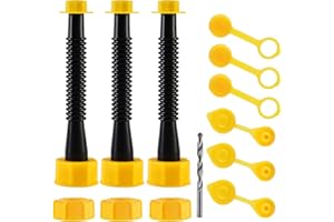 FOANRIY Gas Can Spout Replacement, Gas Can Nozzle (3 Kit-Black) for 1/2/5/10 gal, Easy to install, Durable, Replacement of old cans includes nozzle, Vent caps, Rubber gasket, Drill bits, Auxiliary base cap
