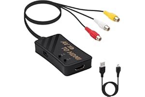 Mcbazel RCA to HDMI Converter, HDTV HDMI Adapter for AV Signal Source Support 4:3/16:9 Switching, 1080P AV to Hdmi Adatper Au