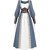 Nuoqi Womens Victorian Dress Costume Medieval Renaissance Dress with Waist Sash