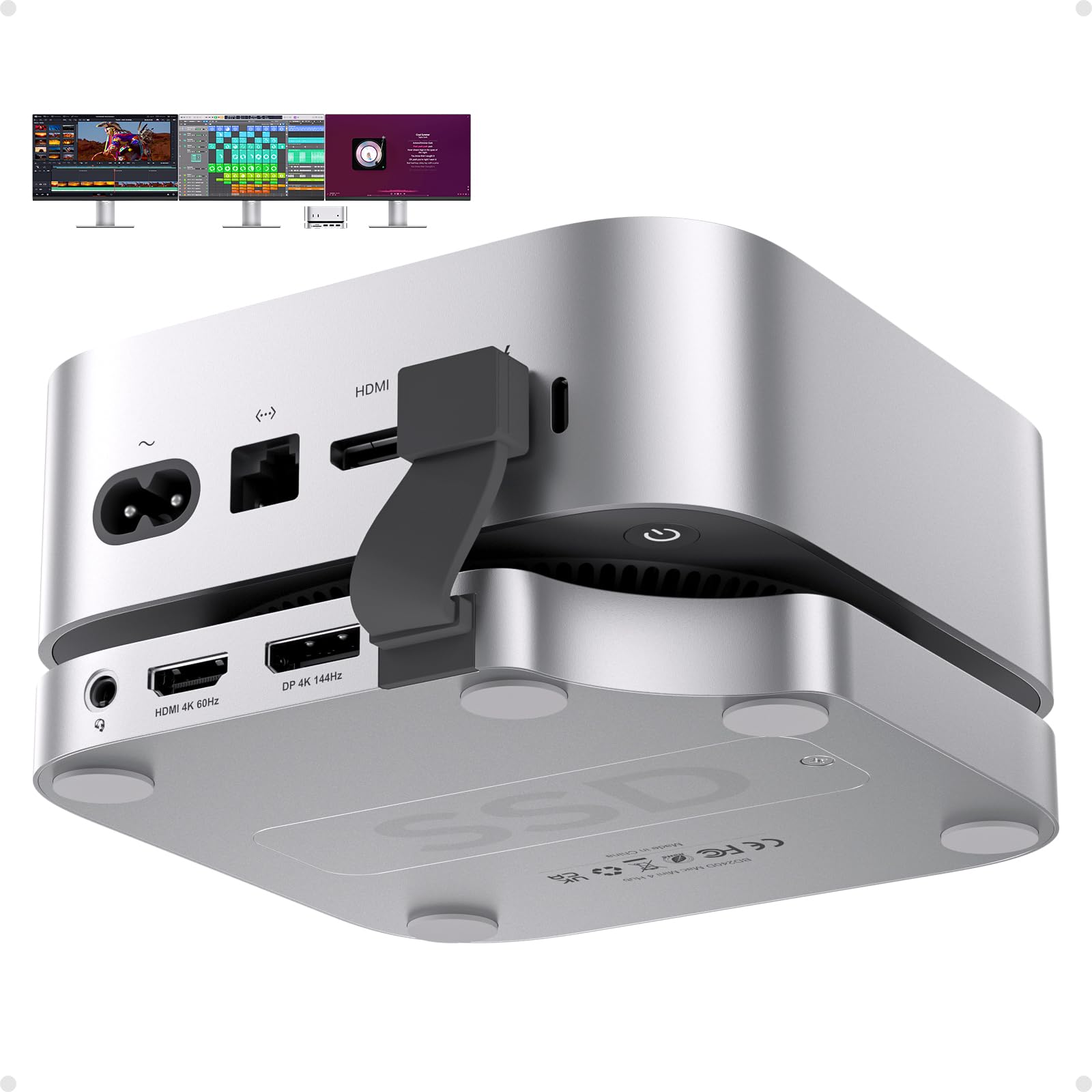 PULWTOP Mac mini M4 Dock & Ständer mit 2 Monitore DP 4K144Hz & HDMI 4K60Hz