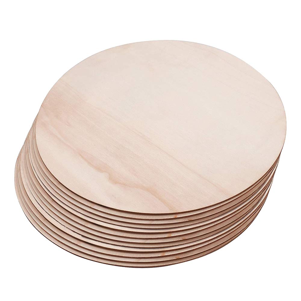 12 Pieces Wooden Rounds Discs, 20cm/7.87in Wooden Circle Sign, Unfinished Wood Round, Natural Plain Blank Slices for Drawing Board, Handicraft, DIY Art, Hanging Decoration, Wall Decoration