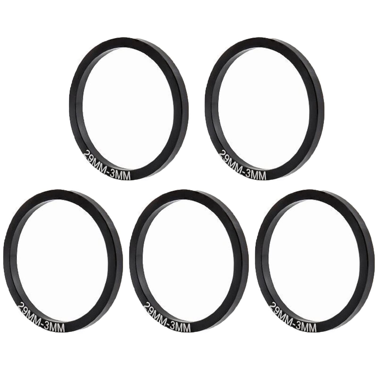 Yundxi 5 Pieces Bicycle Washer Set Road Bike Bottom Bracket Speed Cassette Washer Anodized Aluminum Alloy MTB Flywheel Hub Washer Spacer (Black Dia. 29mm Thick 3mm)